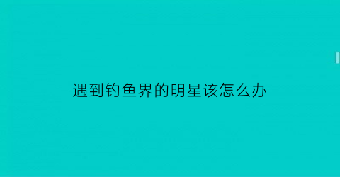 遇到钓鱼界的明星该怎么办(遇到钓鱼的人怎么办)