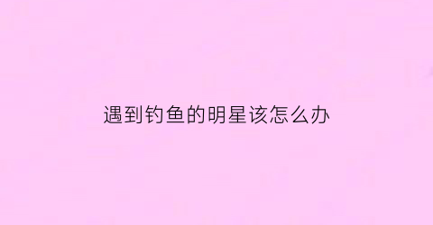 遇到钓鱼的明星该怎么办(遇到钓鱼的明星该怎么办呢)
