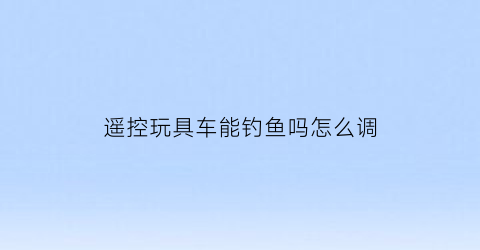 遥控玩具车能钓鱼吗怎么调(玩具车遥控)