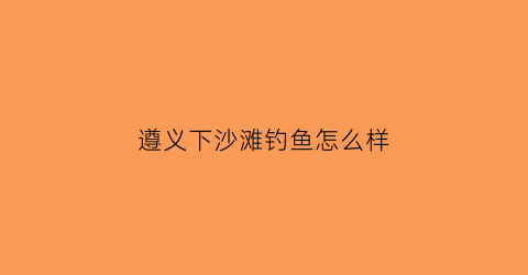 遵义下沙滩钓鱼怎么样(遵义钓鱼的地方有哪些)