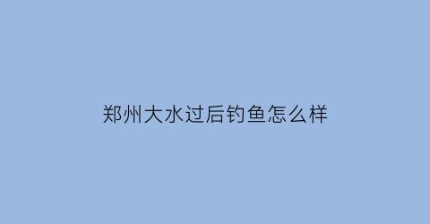郑州大水过后钓鱼怎么样(郑州大水过后钓鱼怎么样好钓吗)
