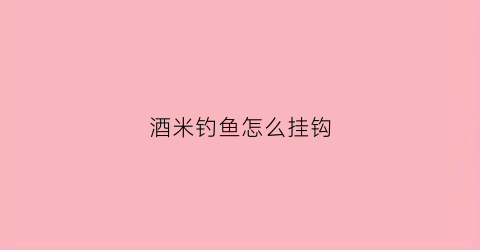 酒米钓鱼怎么挂钩(酒米钓鱼怎么挂钩最好)