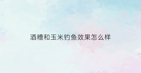 酒糟和玉米钓鱼效果怎么样(酒糟玉米可以钓什么鱼)