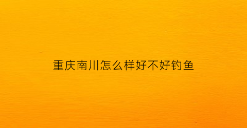 重庆南川怎么样好不好钓鱼