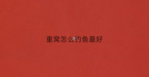 重窝怎么钓鱼最好(重窝怎么钓鱼最好钓)