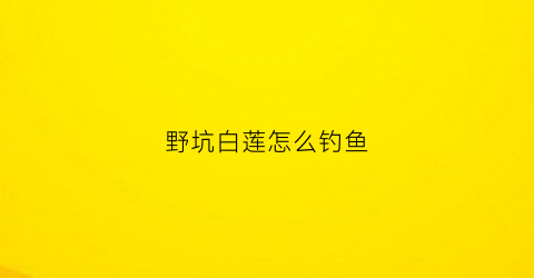 野坑白莲怎么钓鱼(野钓白鲢用什么饵料)