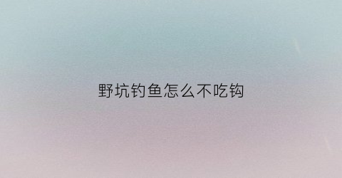 野坑钓鱼怎么不吃钩(野钓不打窝怎么钓)