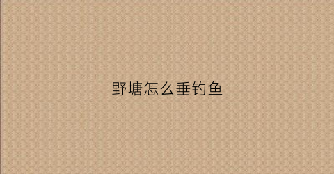 野塘怎么垂钓鱼(如何在野塘钓鱼)