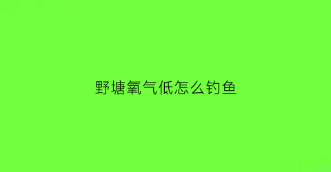 野塘氧气低怎么钓鱼(鱼塘里氧气)