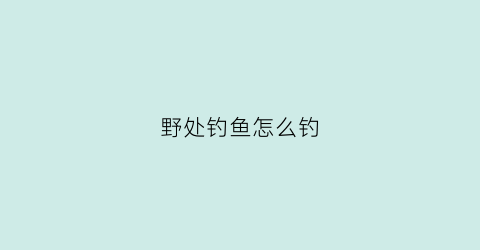 野处钓鱼怎么钓(野外如何钓鱼)