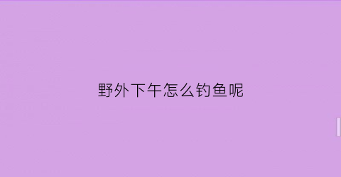野外下午怎么钓鱼呢(野钓下午钓鱼钓深还是浅)