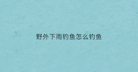 野外下雨钓鱼怎么钓鱼(野外下雨钓鱼怎么钓鱼视频)