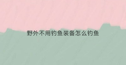 “野外不用钓鱼装备怎么钓鱼(野钓不用漂怎么钓)