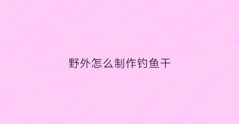 野外怎么制作钓鱼干(钓鱼干怎么用)