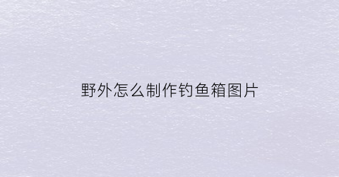 “野外怎么制作钓鱼箱图片(野外钓鱼的技巧方法)