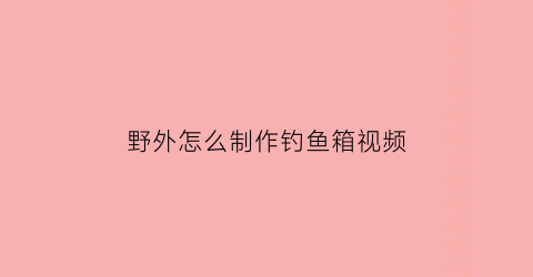 野外怎么制作钓鱼箱视频