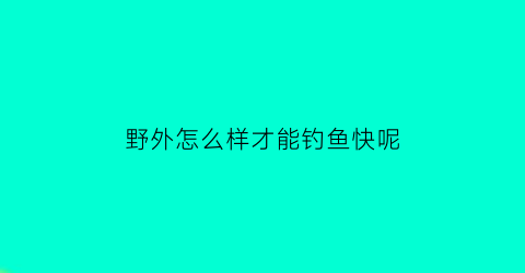 野外怎么样才能钓鱼快呢(在野外钓鱼用什么饵料)
