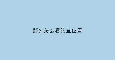 “野外怎么看钓鱼位置(野外如何钓鱼)