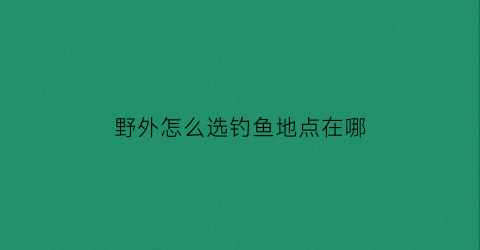 野外怎么选钓鱼地点在哪(野外钓鱼用什么鱼饵好)