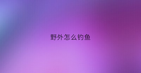 野外怎么钓鱼(钓鱼小技巧野外钓)