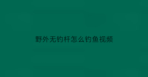 野外无钓杆怎么钓鱼视频(野外无钓杆怎么钓鱼视频教程)