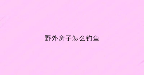 野外窝子怎么钓鱼(野外钓鱼自制窝料配方)