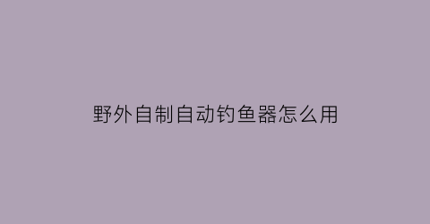 “野外自制自动钓鱼器怎么用(自制自动钓鱼神器)