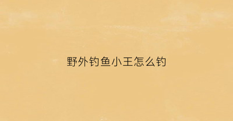 野外钓鱼小王怎么钓(野外钓鱼小王怎么钓鲫鱼)