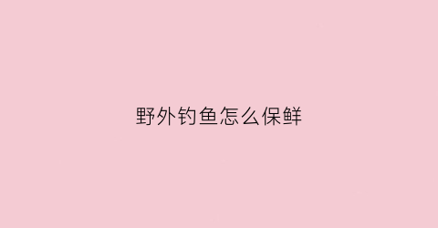 野外钓鱼怎么保鲜