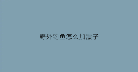 “野外钓鱼怎么加漂子(野外钓鱼怎么加漂子视频)