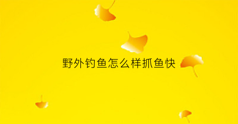 野外钓鱼怎么样抓鱼快(在野外如何钓大鱼)