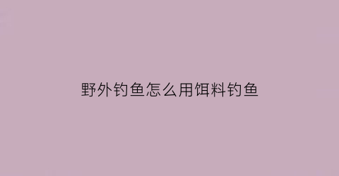 野外钓鱼怎么用饵料钓鱼