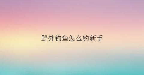 野外钓鱼怎么钓新手(野外钓鱼怎么钓新手)