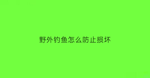 “野外钓鱼怎么防止损坏(野外如何钓鱼)