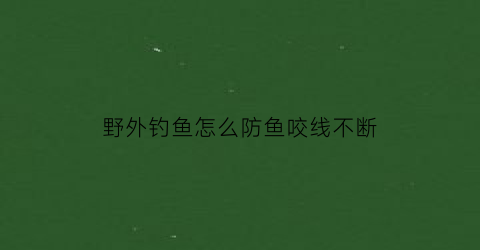 “野外钓鱼怎么防鱼咬线不断(野外钓鱼怎样防蚊虫)