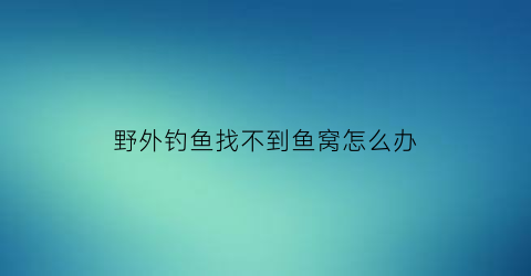 野外钓鱼找不到鱼窝怎么办(在野外没有鱼饵怎么钓鱼)