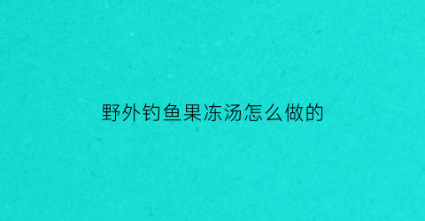 野外钓鱼果冻汤怎么做的