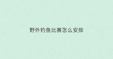 “野外钓鱼比赛怎么安排(野外钓鱼节目排行榜)