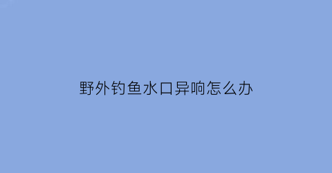 野外钓鱼水口异响怎么办