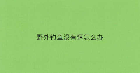野外钓鱼没有饵怎么办(野钓没资源怎么办)