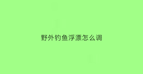 野外钓鱼浮漂怎么调(野外调漂方法图解)