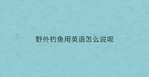 野外钓鱼用英语怎么说呢