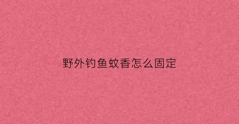 野外钓鱼蚊香怎么固定(蚊香打窝子里还能钓鱼么)