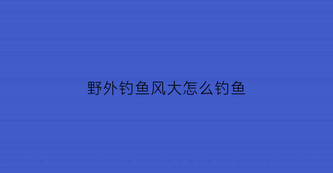 野外钓鱼风大怎么钓鱼(野外钓鱼风大怎么钓鱼呢)