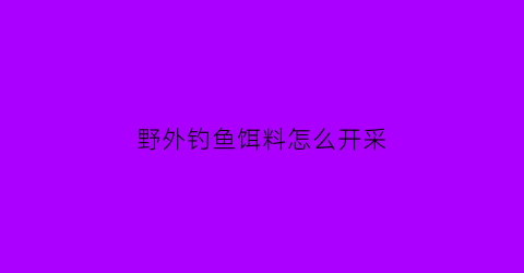 “野外钓鱼饵料怎么开采(野外钓鱼鱼饵)