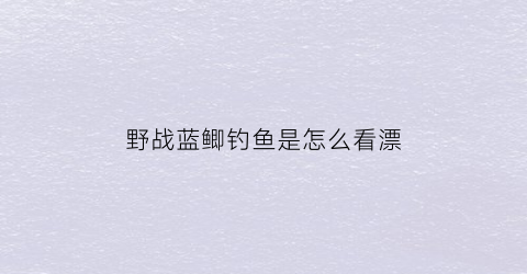 野战蓝鲫钓鱼是怎么看漂(野战蓝鲫使用方法)