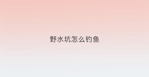 野水坑怎么钓鱼(野坑怎么钓大鱼)