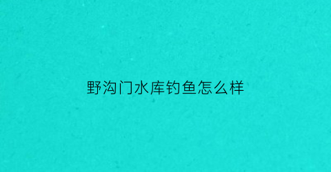 野沟门水库钓鱼怎么样(野沟门水库上游)