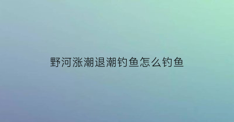 野河涨潮退潮钓鱼怎么钓鱼(野钓涨潮钓鱼好还是退潮好)