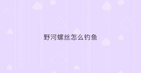 野河螺丝怎么钓鱼(在大河里面用螺丝钓鱼好吗)